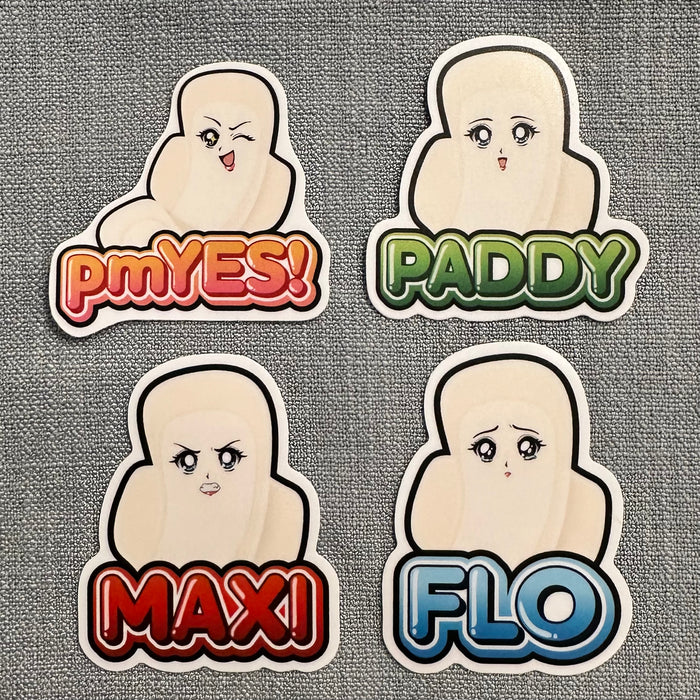 pmYES! 4-Pack Sticker Set – Logo & Character Collection